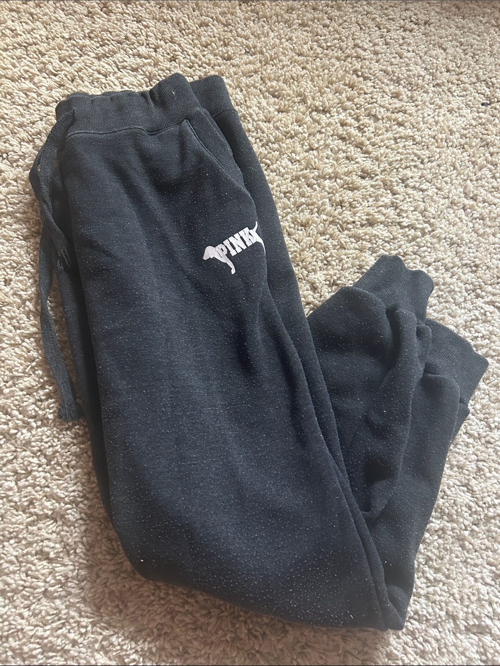 PINK Victoria's Secret Black Jogger Sweatpants with Logo